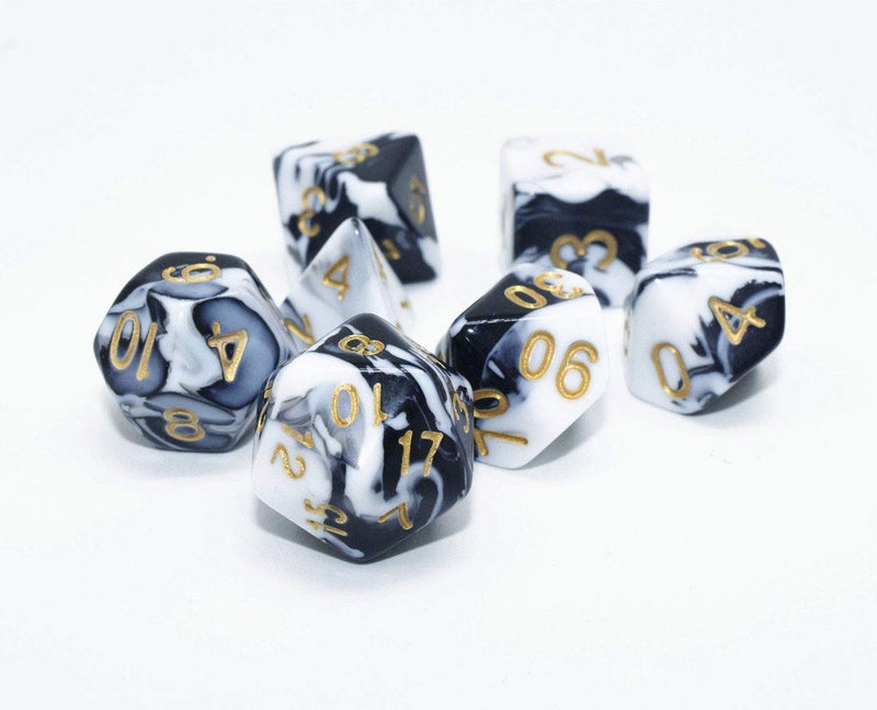 HD DND Dice Set Black & White Marble RPG Polyhedral Dice Fit Dungeons and Dragons(D&D) Pathfinder MTG Tabletop Role Playing Game 7-Die Dice Set - Image 4